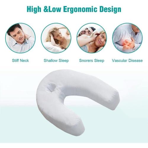 J-Shaped Side Sleeping Pillow with Ear Hole, Ergonomic Side Sleeper Neck Pillow for Neck and Shoulder Pain, Memory Foam Support, Perfect for Side Sleepers, Pregnancy & Hip, Back, Sciatica Relief