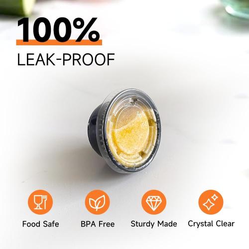 2oz Black Condiment Cups with Lids, (50 Pack) Jello Shot Cups, Dipping Sauce Cups, Portion Containers with Lids Ideal for Sauces