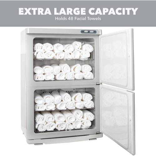 ForPro Professional Collection Expert Double Hot Towel Warmer, 46L Extra Large Capacity, Holds 48 Towels, Rust Resistant Towel Heater with Stainless Steel Racks, 25.5 H x 17.75 W x 11 D, White