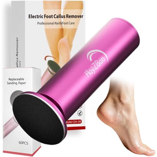 Electric Foot Callus Remover with 60 Pcs Sandpaper Discs - Electric Callus Remover for Feet,Foot File for Women & Men,Professional Pedicure Tool for Dead Skin and Calluses - Matte Purple