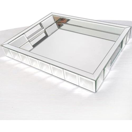 Wocred Perfume Tray,Super Gorgeous Vanity Tray with Handles,Jewelry Organizer Decorative Tray for Dresser,Coffee Table,Bedroom Ottoman(11”x15”x2”)