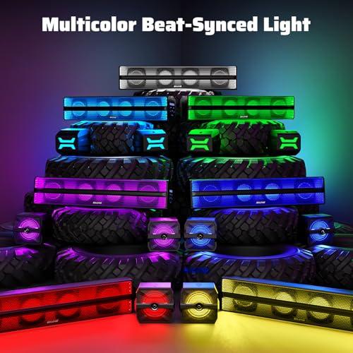 Ehaho 2.1CH Stereo UTV Sound Bar, 26 Inch Bluetooth UTV Speakers with RGB | BT & AUX/USB, ATV Speaker System & Subwoofer, 700W Peak Power, IP66 Waterproof, Fits 1-2 Roll Cages for Golf Cart UTV RZR