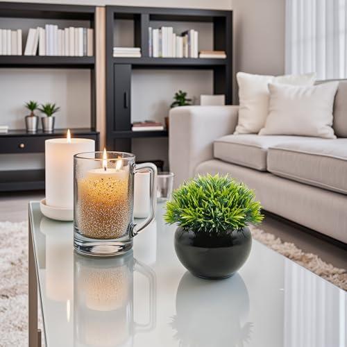 Velener Small Artificial Succulents Grass Desk Plant for Office, Fake Sage Plants for Shelf Decor, Mini Faux Plant Indoor, Masculine Home Decor, Coffee Table Decor, Bathroom Decor in Pot (2 Pack)