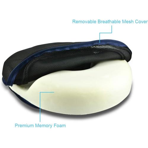 Donut Pillow for Tailbone Pain, Hemorrhoid Tailbone Donut Firm Pillow Memory Foam Seat Cushion Pain Relief for Hemorrhoid Treatment, Coccyx, Prostate, Sciatica, Surgery