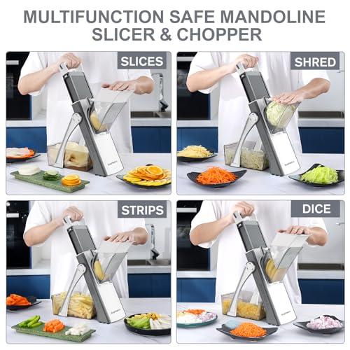 SupMaKin Safe Mandoline Slicer Plus for Kitchen Adjustable Vegetable Slicer