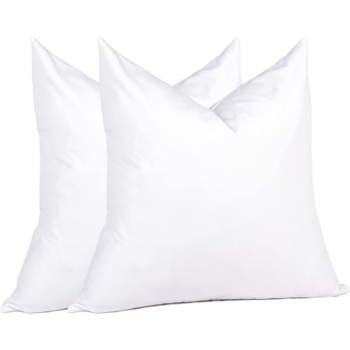 Set of 2 Size  18 x 18 Decorative Feather Down Throw Pillow Inserts (Set of 2, White) for Sofa, Couch, Bed, Machine Washable