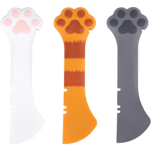 Tinoaly 3 Pcs Dog Cat Food Spoon, Cute Paw Spoon for Wet Food Silicone Can Opener Multifunctional Pet Spatula Scoop Mixing Spoons for Cat Dog Supplies (White, Orange & Dark Grey)