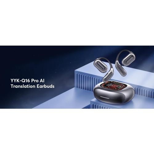 Q16PRO AI Wireless Translation Earbuds with 70 Hour Bluetooth 5.4 Sports Earbuds, Wireless Smart Touch Screen, Ear Cup with Ear Hooks, IPX5 Waterproof for Business and Travel