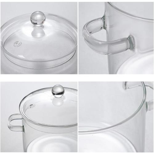 Clear Glass Pot, Cooking Pot with Lid and Handle, Clear Saucepan, Resistant Borosilicate Pot, Glass Saucepan for Cooking On Stove, Stovetop Simmer Pot (1.9L/64oz)