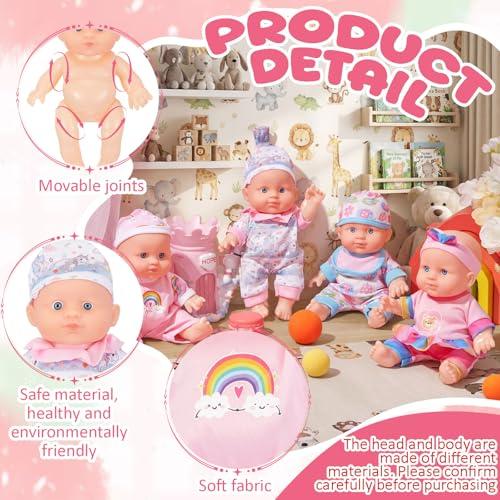 Halloscume 4 Pcs 8 Reborn Baby Dolls Weighted, Chubby Dolls Rainbow