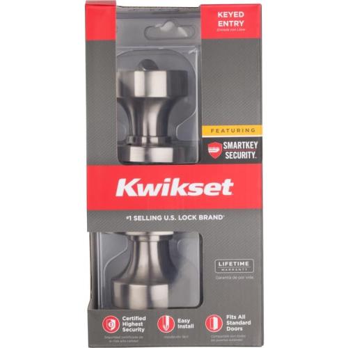 Kwikset 97402-850 Signature Series 740PSK RDT 15 SMT Round Entry Door Lock, AAA Grade, Keyed Key, Zinc, Satin Nickel, Knob Handle