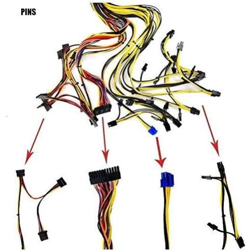 HVVH 20 4 Pin Silent Noise Reduction Miner/PC GPU ATX 1600W Power Supply 87 Plus Gold Designed for US Voltage 110V 1600w Mining ETH PSU Max Support 8 Graphics with 1.5m US Plug Adapter Cable