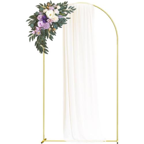 Size 6ft Color Gold Wedding Arch Backdrop Stand, Gold Metal Arch Backdrop Stand for Wedding Bridal Baby Shower Photo Booth Birthday Party Garden Balloon Arch Decoration(gold-6.0FT) (6.0FT)