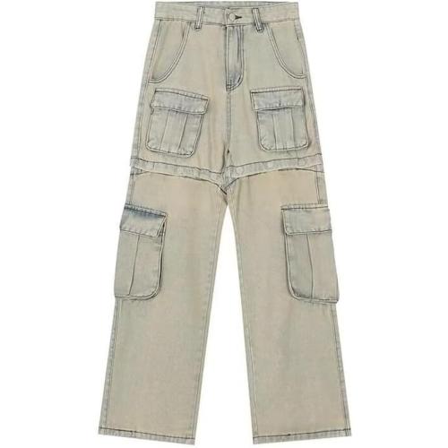 Daisy sizeM.. Casual Jeans American high Street y2k Retro Punk Style Detachable Loose Wide Leg Cargo Pants Unisex