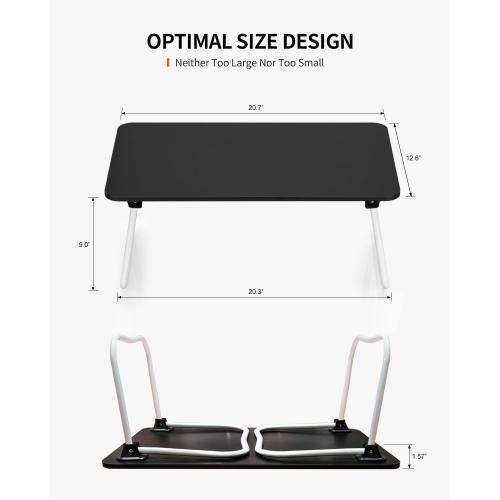 Foldable Laptop Desk, Portable Lap Desk Bed Table, Lightweight Breakfast Table Tray Desk, Laptop Stand, Mini Table for Working Writing Drawing Eating Picnic-Black