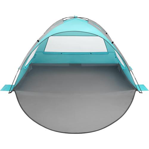 Oileus Beach Tent 2-3 Person Portable Sun Shade Shelter UV Protection, Extended Floor Ventilating Mesh Roll Up Windows Carrying Bag Stakes 6 Sand Pockets Fishing Hiking Camping, Sky Blue