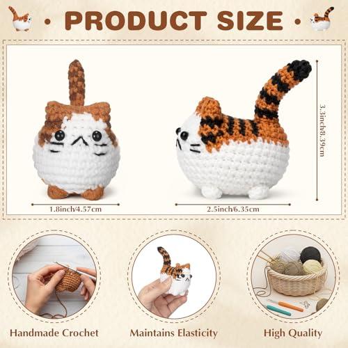 6 Pcs Crochet Cat Figurines Handmade Knitted Cute