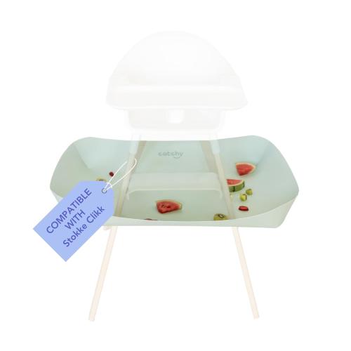 CATCHY -Food Catcher-Compatible with Stokke Clikk High Chair  11 Other High Chairs-Highchair Sold Separately-Baby & Toddler Food & Mess Catcher-Premium Linen Inspired -Under High Chair Accessory