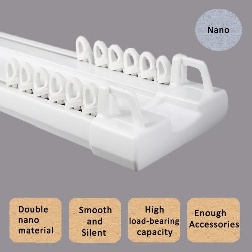 Curtain Conjoined Double Track, Heavy Duty Ceiling Rail for Living Room Bedroom Room Divider(White, 3-6ft)