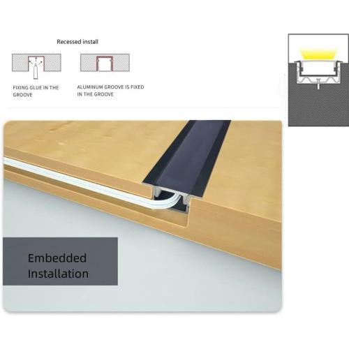 20-Pack 3.3FT/1M LED Strip Aluminum Channel Diffuser,Collar Shape Tape Light Under Cabinet Floating Shelf Alcove Recessed 17X7MM Matte Black Anodized Track, PC Black Cover Concave Slot Profile