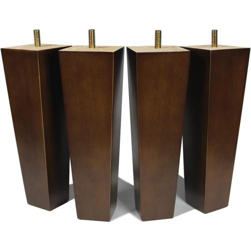 AORYVIC Wood Furniture Legs 8 inch Sofa Legs Set of 4 Square Replacement Legs Brown for MCM Ottoman Armchair Recliner Coffee Table Dresser