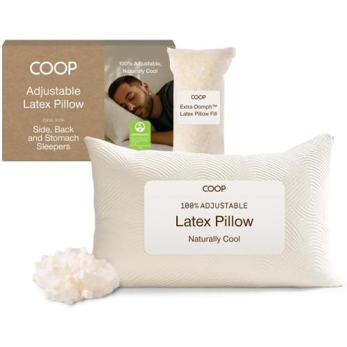 Coop Home Goods Adjustable Latex Pillow King, with Talalay Latex & Microfiber Fill, Best Pillows for Sleeping, Naturally Cooling, Eco-Friendly, Medium Firm Pillow for Back, Stomach or Side Sleepers