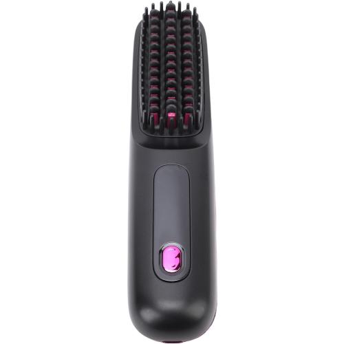 Pongnas Cordless Hair Straightener Brush LED Display Portable Hot Brush 3 Temperature Settings Type C Fast Charging All Hair Type (Black)