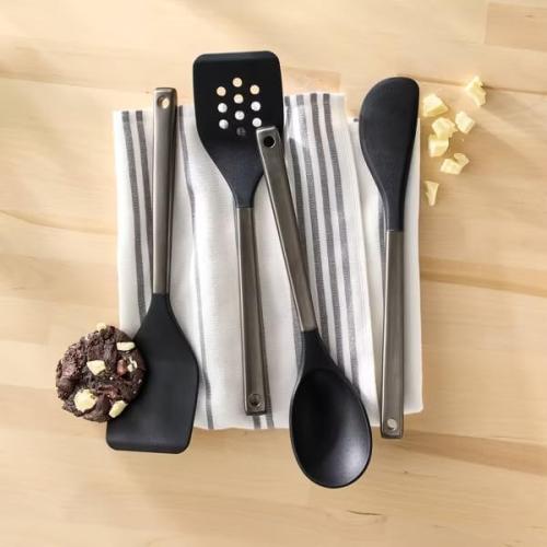 Figmint Matte Black, Silicone/Stainless Steel Kitchen Utensil Set, 4pc