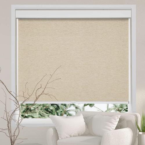 Persilux Free-Stop Cordless Roller Window Blinds Light Filtering Roller Shades for Windows (Khaki 24 W x 72 H) Natural Woven Fabric UV Protection Thermal Insulation Roller Blinds for Windows, Home