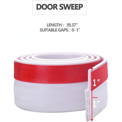 Suptikes Door Draft Stopper Under Door Sweep for Exterior & Interior Doors, Weather Stripping Door Seal, Strong Adhesive Door Sweep Soundproof Weather Stripping, 2 W x 39 L, White