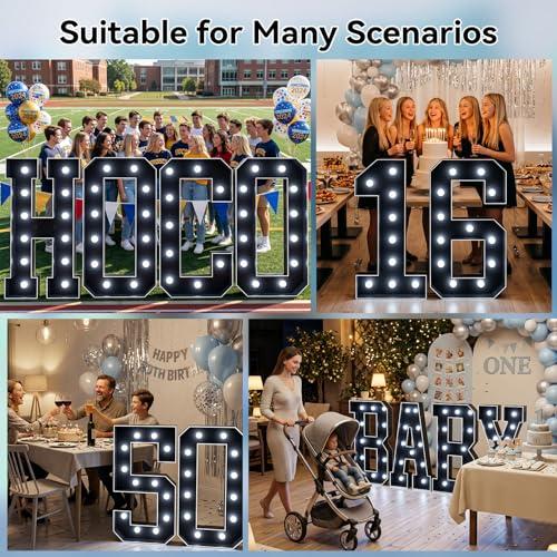 Ledido 4FT Black Marquee Light Up Numbers 7 for 7th 70th Birthday Decor