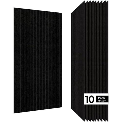 Olanglab Acoustic Wall Panels 10 Pack, 48 x 24 per Acoustic Panels Sound Absorbing, Decorative Sound Panels for Home Studio and Office, Black
