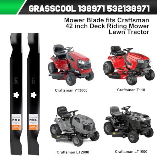 Grasscool 138971 42 inch Deck Craftsman Mower Blades Replacement Bagging