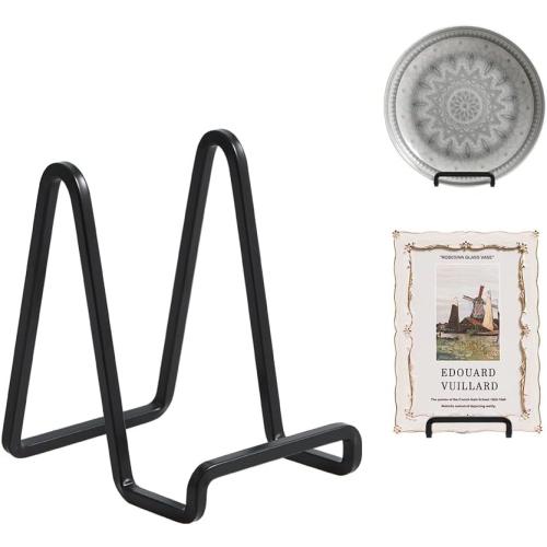 Plate Holder Easel Display Stand - 4.5 inch Metal Plate Stands for Display - Tabletop Picture Stand - Black Iron Easels for Display Pictures | Photo Frames | Book | Decorative Plates | Plaque - 1 Pack