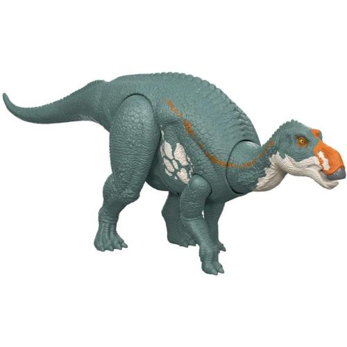 Mattel Jurassic World Rebirth Wild Roar Maiasaura Dinosaur Toy with Tail-Controlled Chomp Multi-Direction Attack & Sound, Posable & Digital Play