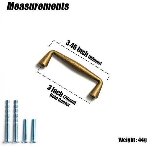 Goo-Ki Vintage Retro Antique Brass Zinc Alloy Cabinet Handles - 3''(76mm) Hole Center Affordable Luxury Cabinet Pull Hardware for Bedroom, Kitchen, 6 Pack……