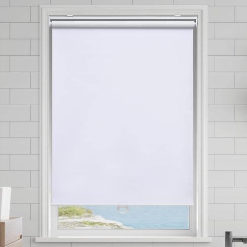 AOSKY Cordless Roller Shades Blackout Blinds for Windows Room Darkening Rolled Up Shades with Spring System, UV Protection Window Shades Door Blinds for Home and Office (31 W x 72 H,White)