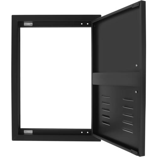 BBQ Access Door Black with Air Vents, 16.93*24.02in Kitchen Access Doors, Flush Mount Single Vertical Door with Handle for Outdoor Kitchen Commercial BBQ Island(Black, 16.93*24.02in with Air Vents)
