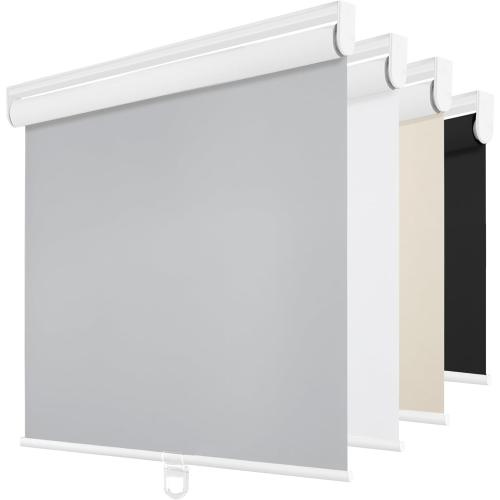 ChrisDowa Cordless Blackout Roller Shades for Windows, Thermal Insulated UV Protection Pull Down Shades, Total Blackout Window Blinds for Home, Office, Bedroom, Door (47 W x 72 H, Grey)