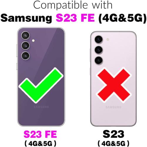 Asuwish Phone Case for Samsung Galaxy S23 FE 5G Slide Camera Magnetic Cover with Tempered Glass Screen Protector and Ring Holder Stand Hybrid Mobile Cell Accessories S 23 EF S23FE 23S Women Purple