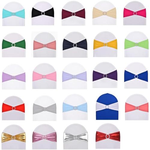 10pcs Stretch Spandex Chair Sashes for Wedding Party Banquet Decoration Elastic Bulk Chair Bands with Buckle Engagement Event Birthday Graduation Meeting (Purple)