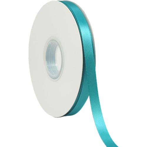 Turquoise Blue Ribbon 3/8 Inch x 50 Yards Satin Ribbon Continuous, Single Face, for Crafts, Gift Wrapping, Floral Bouquet, Weddings, and Decorations, with Spool