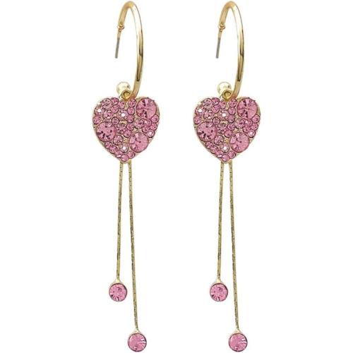 S925 Zirconia Heart Tassels Earrings Cz Crystal Love Heart Hoop Earrings Dangle Plated Silver Gold Prom Earrings for Women Birthday Jewelry Gift