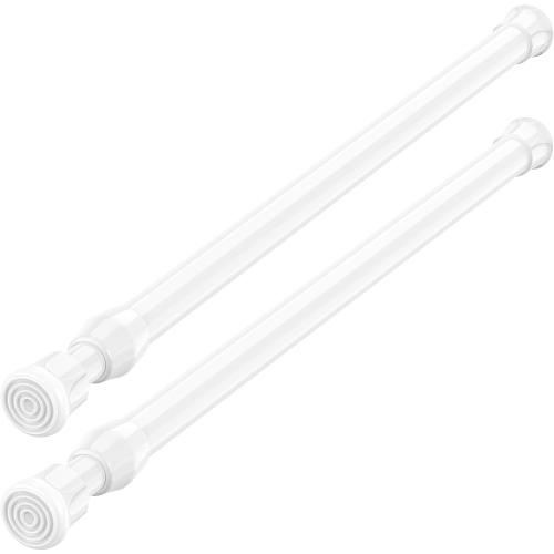 AIZESI Spring Tension Curtain Rods Short Tension Rod (White,17 to 28-2Pc) | Adjustable, No Drilling, Expandable Spring Loaded, Suitable for Doors and Windows