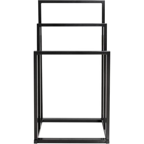 Size 3 Tiers Black Metal Towel Rack Chrome Tall Industrial Modern Freestanding Towel Holder for Bathroom Accessories Organizer for Bath Storage & Hand Towels,Washcloths,Next to Tub or Shower