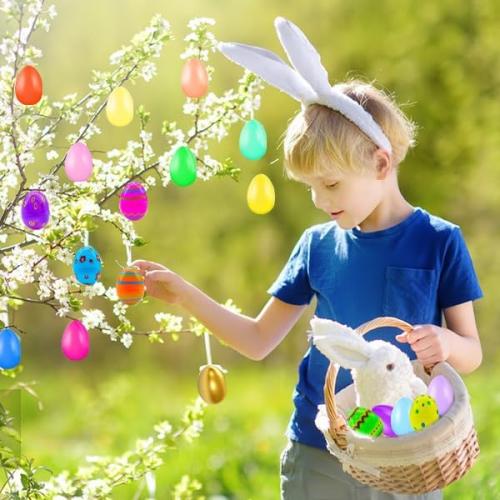 RALLYPANDA 500Pcs Empty Plastic Easter Eggs Bulk, Include 20 Golden Eggs, Fillable Easter Eggs for Easter Hunt, Basket Stuffers Fillers,Theme Party Favor Decoration, Easter Classroom Prize Supplies