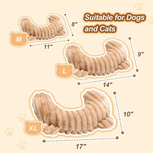 Jiupety Dog Calming Pillow, Soft and Neck-Friendly, Washable Pet Neck Pillows for Small Medium Large Dogs and Cats, 14 x 9, Coffee