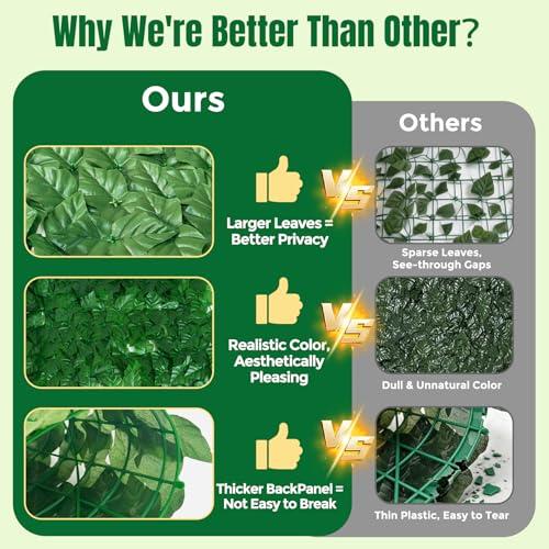 KASZOO Artificial Ivy Privacy Fence Screen - 120x40in Artificial Faux Privacy Fence Panel Artificial Green Wall Balcony Privacy Screen Decoration for Patio, Balcony, Wall, Backyard Indoor Outdoor