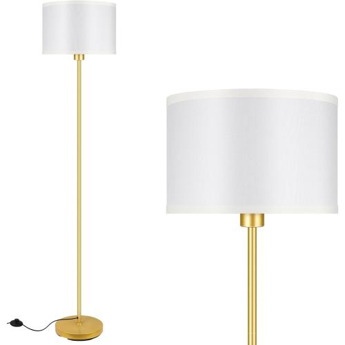 BoostArea Gold Floor Lamp, 58 Bedroom Floor Lamp with White Linen Shade, Foot Pedal Switch, Samll Freestanding Lamp(Bulb Not Included) Bright Corner Reading Standing Lamps for Living Room, Office