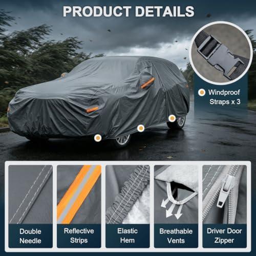 GUNHYI 16 Layers Heavy Duty SUV Car Cover Waterproof All Weather, | Universal Fit Ford Explorer, Toyota Highlander, Acura MDX, Audi Q7/Q8, BMW X5/X6, Kia Telluride, Hyundai Palisade etc.